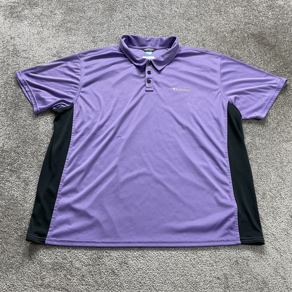 Columbia Freezer Coil Polo Shirt Mens XXL Purple Black Short Sleeve Active Golf